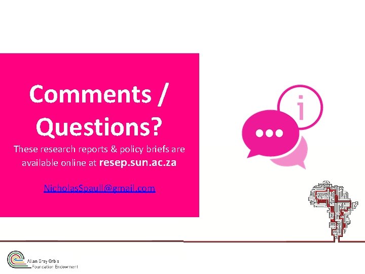 Comments / Questions? These research reports & policy briefs are available online at resep.