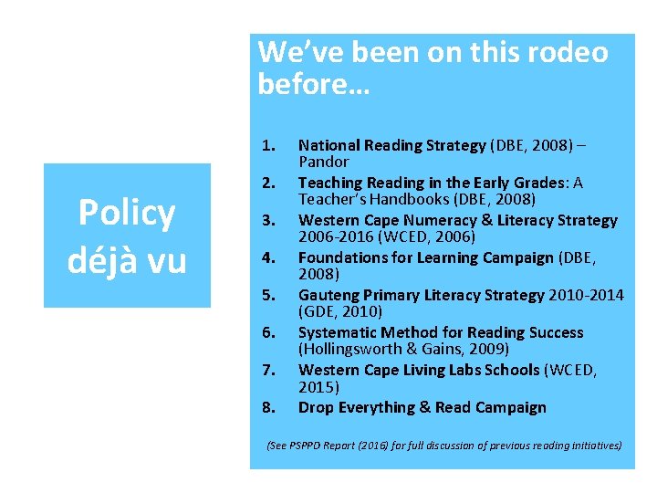 We’ve been on this rodeo before… 1. Policy déjà vu 2. 3. 4. 5.
