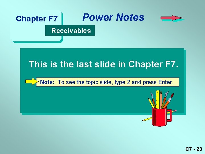 Chapter F 7 Power Notes Receivables This is the last slide in Chapter F