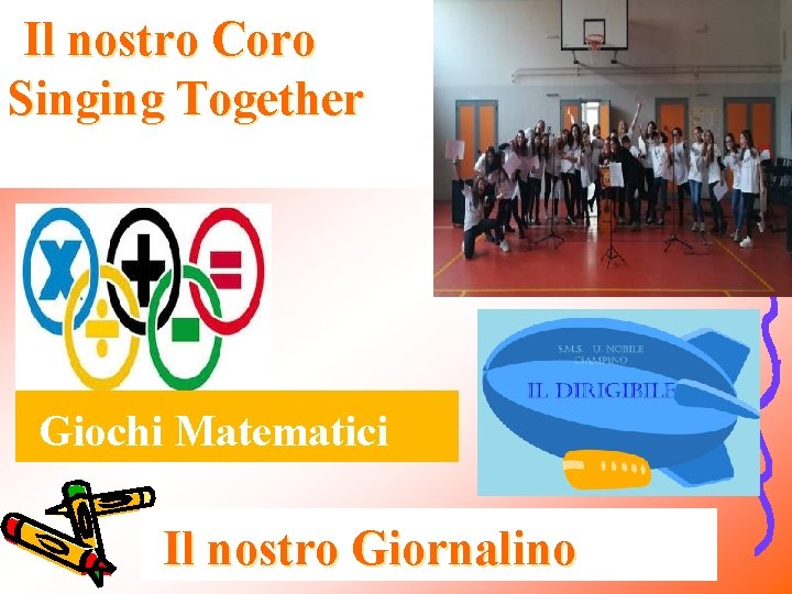 Il nostro Coro Singing Together Giochi Matematici Il nostro Giornalino 