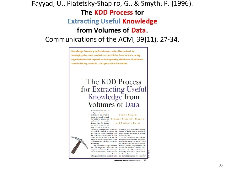 Fayyad, U. , Piatetsky-Shapiro, G. , & Smyth, P. (1996). The KDD Process for