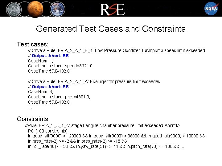 Generated Test Cases and Constraints Test cases: // Covers Rule: FR A_2_B_1: Low Pressure Generated Test Cases and Constraints Test cases: // Covers Rule: FR A_2_B_1: Low Pressure