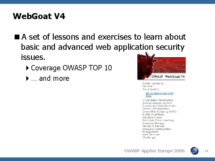 Web. Goat V 4 <A set of lessons and exercises to learn about basic