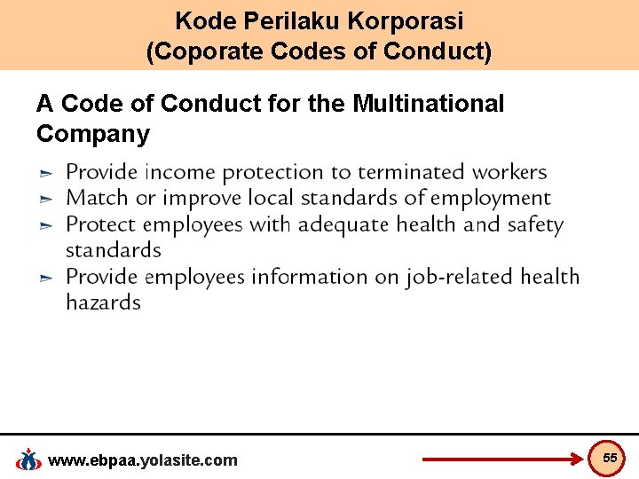 Kode Perilaku Korporasi (Coporate Codes of Conduct) A Code of Conduct for the Multinational