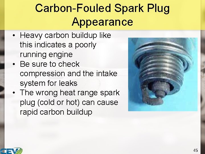 Carbon-Fouled Spark Plug Appearance • Heavy carbon buildup like this indicates a poorly running