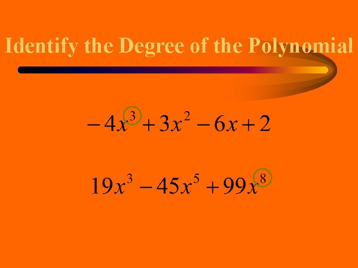 Identify the Degree of the Polynomial Identify the Degree of the Polynomial