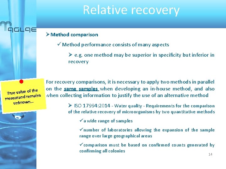Relative recovery Method comparison üMethod performance consists of many aspects e. g. one method