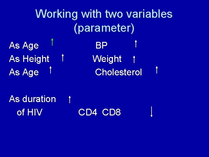 Working with two variables (parameter) As Age As Height As Age As duration of