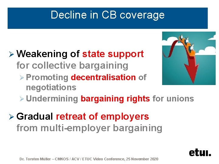 Decline in CB coverage Ø Weakening of state support for collective bargaining Ø Promoting