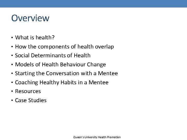 Overview • What is health? • How the components of health overlap • Social