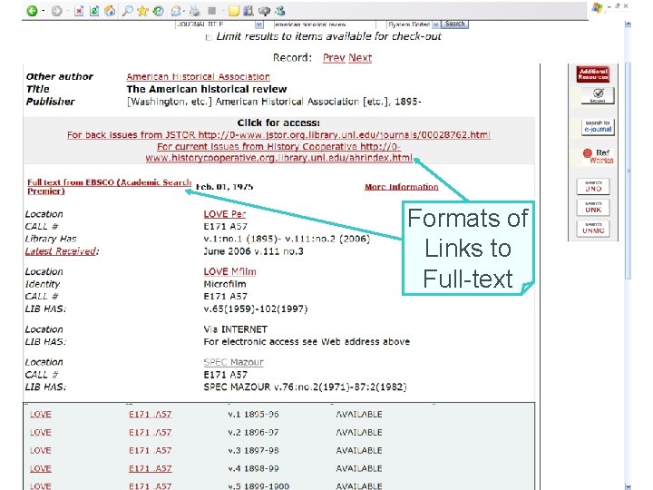 Formats of Links to Full-text 