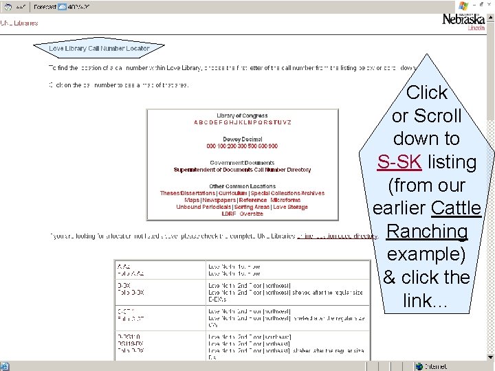 Click or Scroll down to S-SK listing (from our earlier Cattle Ranching example) &