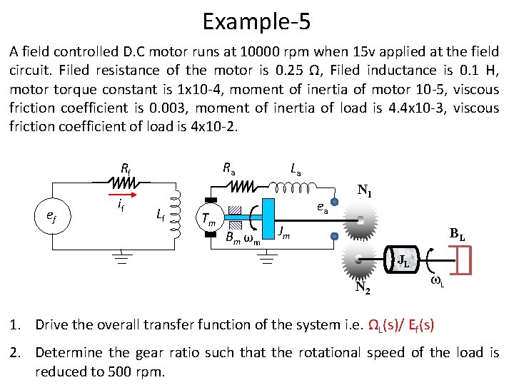 Example-5 A field controlled D. C motor runs at 10000 rpm when 15 v
