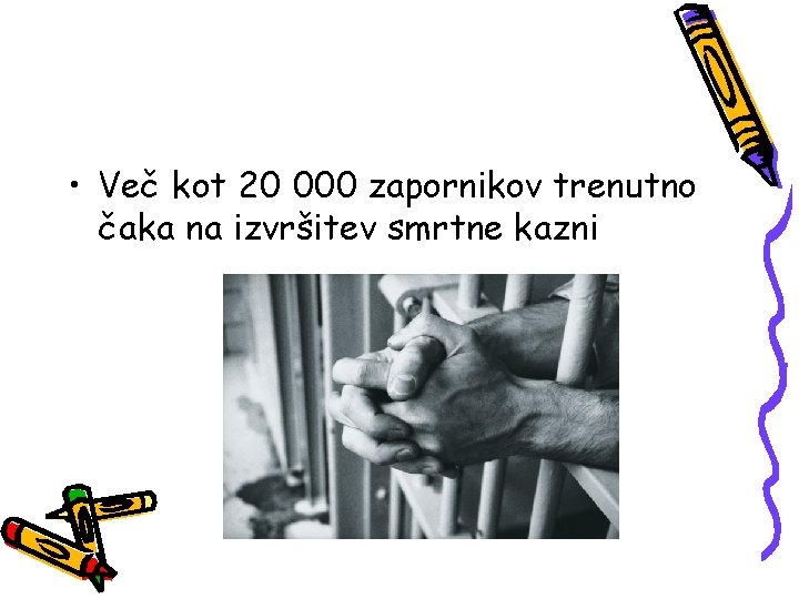  • Več kot 20 000 zapornikov trenutno čaka na izvršitev smrtne kazni 