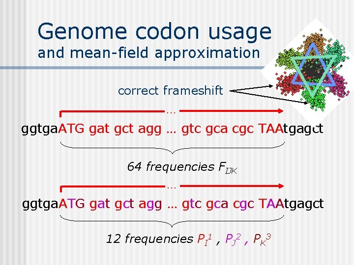 Genome codon usage and mean-field approximation correct frameshift … ggtga. ATG gat gct agg