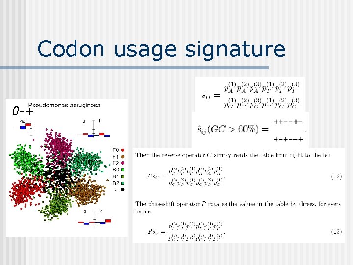Codon usage signature 0 -+ 