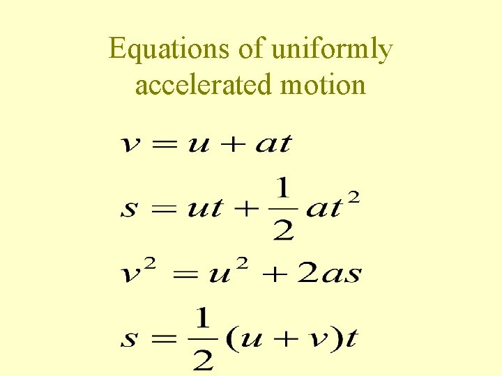 Equations of uniformly accelerated motion 