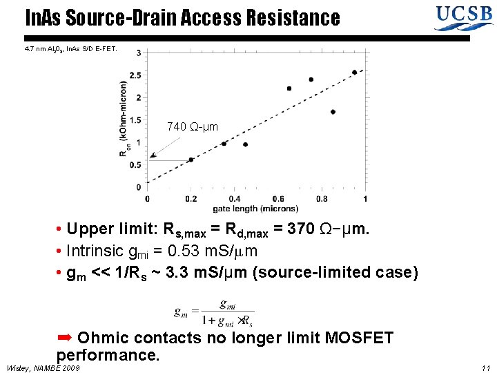 In. As Source-Drain Access Resistance 4. 7 nm Al 203, In. As S/D E-FET.