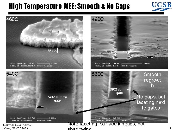 High Temperature MEE: Smooth & No Gaps 460 C 490 C Gap 540 C