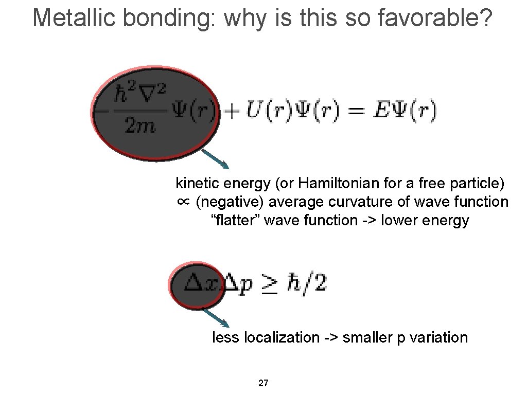 Metallic bonding: why is this so favorable? kinetic energy (or Hamiltonian for a free