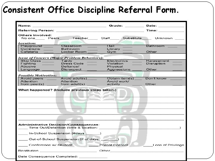 Consistent Office Discipline Referral Form. Consistent Office Discipline Referral Form.
