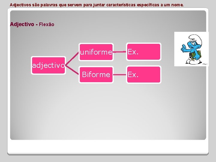 Adjectivos são palavras que servem para juntar características específicas a um nome. Adjectivo -