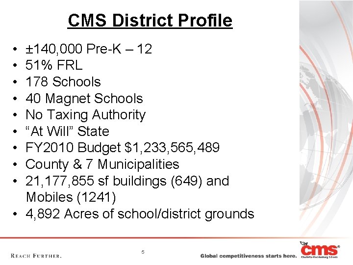 CMS District Profile • • • ± 140, 000 Pre-K – 12 51% FRL