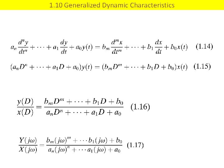 1. 10 Generalized Dynamic Characteristics 