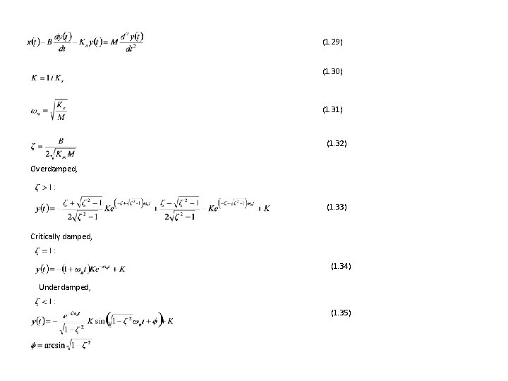 (1. 29) (1. 30) (1. 31) (1. 32) Overdamped, (1. 33) Critically damped, (1.