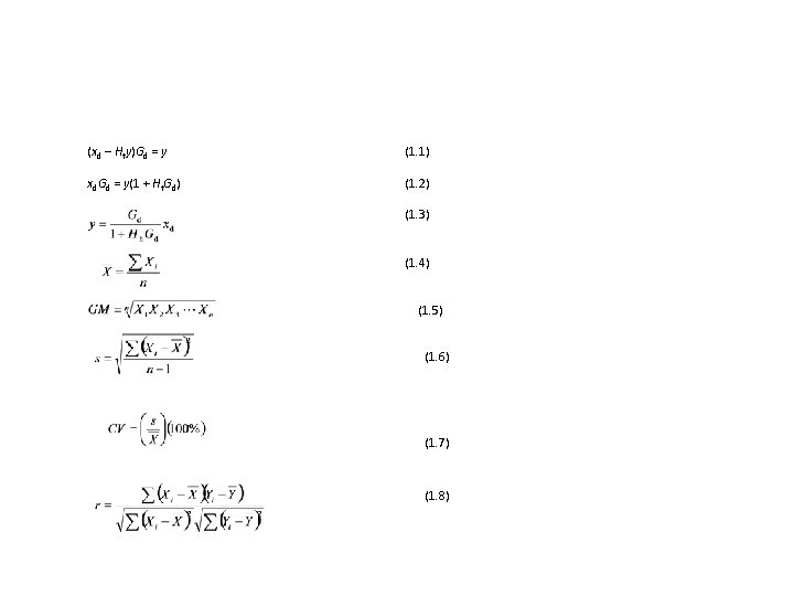  (xd – Hfy)Gd = y (1. 1) xd. Gd = y(1 + Hf.