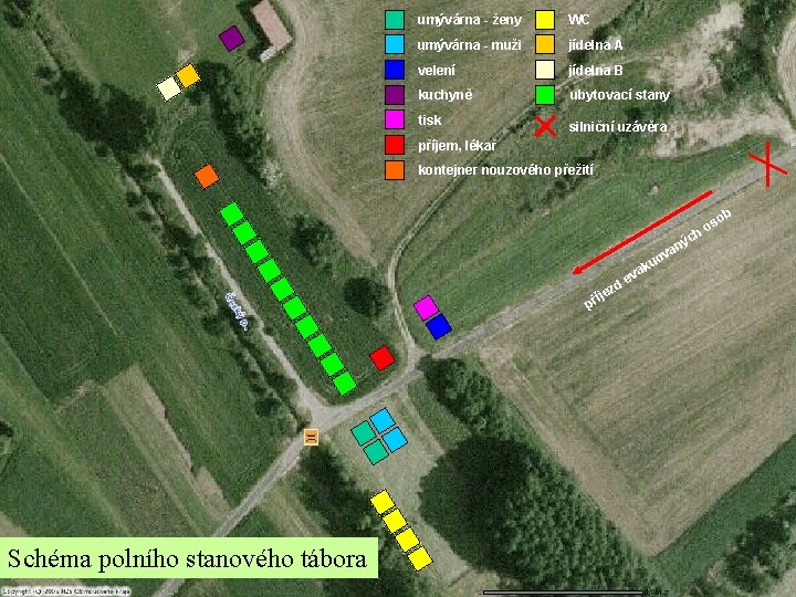 umývárna - ženy WC umývárna - muži jídelna A velení jídelna B kuchyně ubytovací