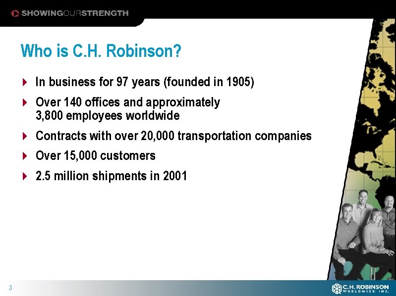 Who is C. H. Robinson? 4 In business for 97 years (founded in 1905)