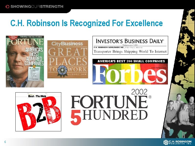 C. H. Robinson Is Recognized For Excellence AMERICA’S BEST 200 SMALL COMPANIES 6 