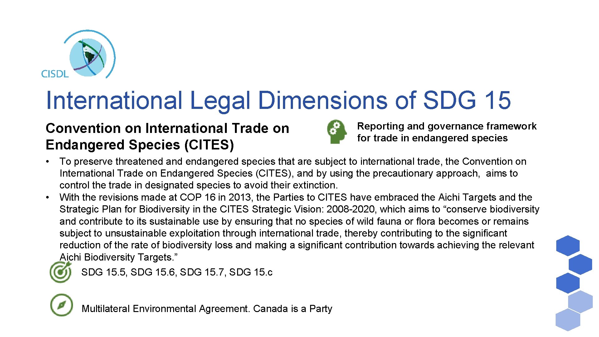 International Legal Dimensions of SDG 15 Convention on International Trade on Endangered Species (CITES)