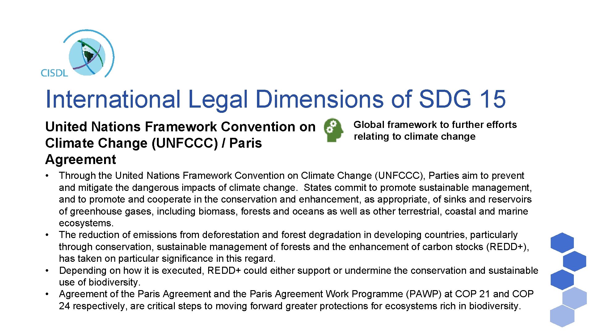 International Legal Dimensions of SDG 15 United Nations Framework Convention on Climate Change (UNFCCC)