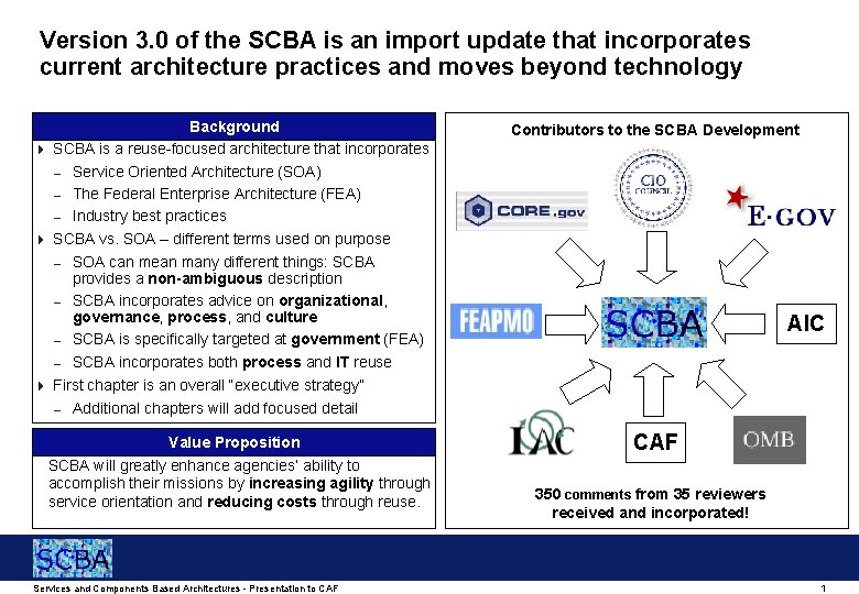 Version 3. 0 of the SCBA is an import update that incorporates current architecture
