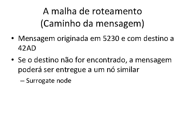 A malha de roteamento (Caminho da mensagem) • Mensagem originada em 5230 e com