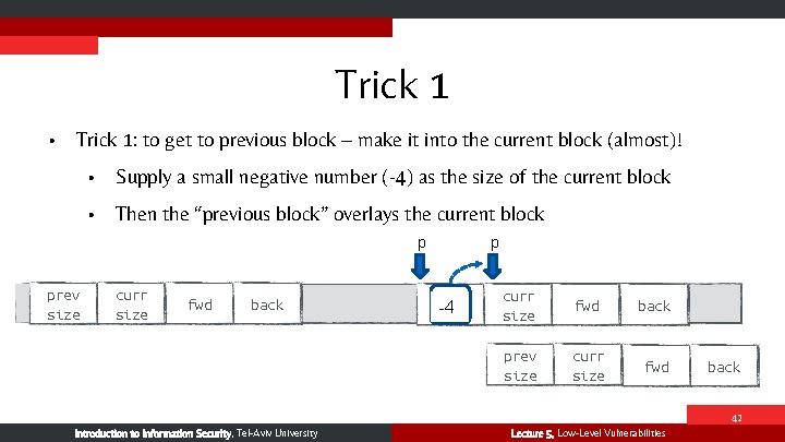 Trick 1 • Trick 1: to get to previous block – make it into