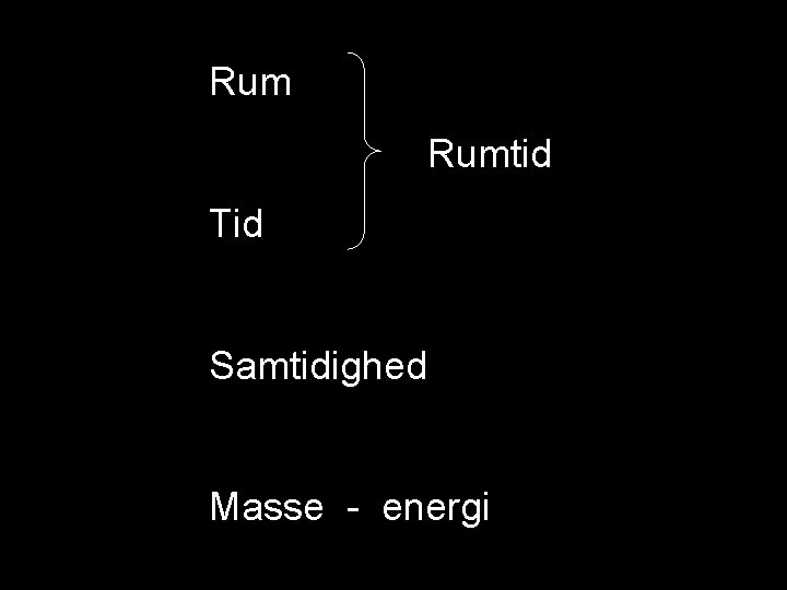 Rum Rumtid Tid Samtidighed Masse - energi 