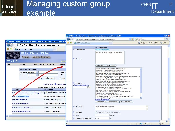 Internet Services Managing custom group example 27 Internet Services Managing custom group example 27