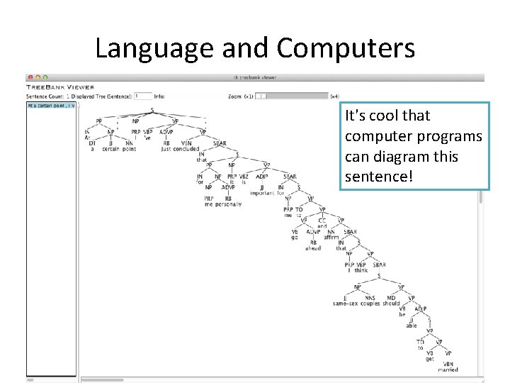 Language and Computers It's cool that computer programs can diagram this sentence! 