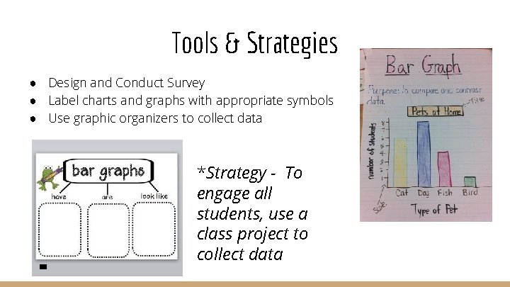 Tools & Strategies ● Design and Conduct Survey ● Label charts and graphs with