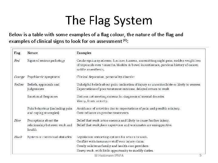 The Flag System Below is a table with some examples of a flag colour,