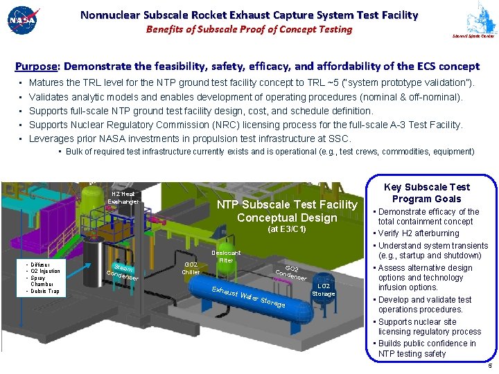 Nonnuclear Subscale Rocket Exhaust Capture System Test Facility Benefits of Subscale Proof of Concept