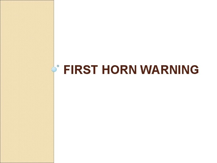 FIRST HORN WARNING 