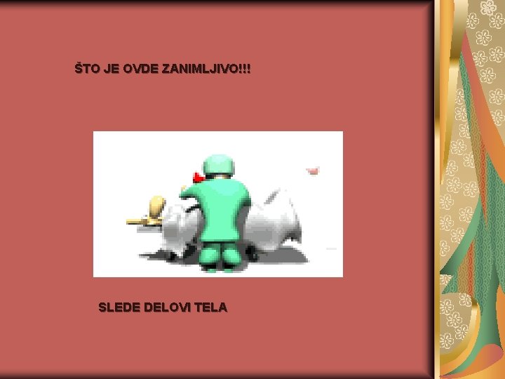 ŠTO JE OVDE ZANIMLJIVO!!! SLEDE DELOVI TELA 