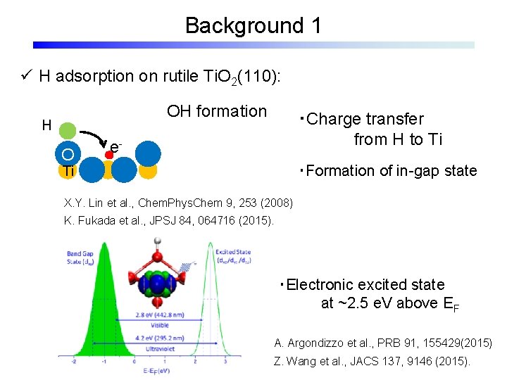 Background 1 ü H adsorption on rutile Ti. O 2(110): OH formation H O