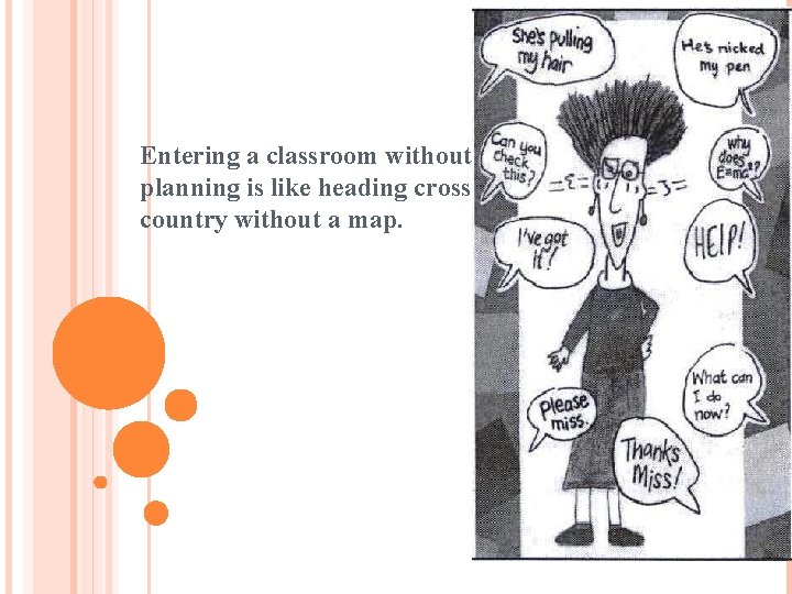 Entering a classroom without planning is like heading cross country without a map. 