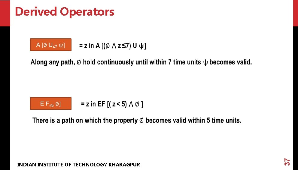 Derived Operators INDIAN INSTITUTE OF TECHNOLOGY KHARAGPUR 37 