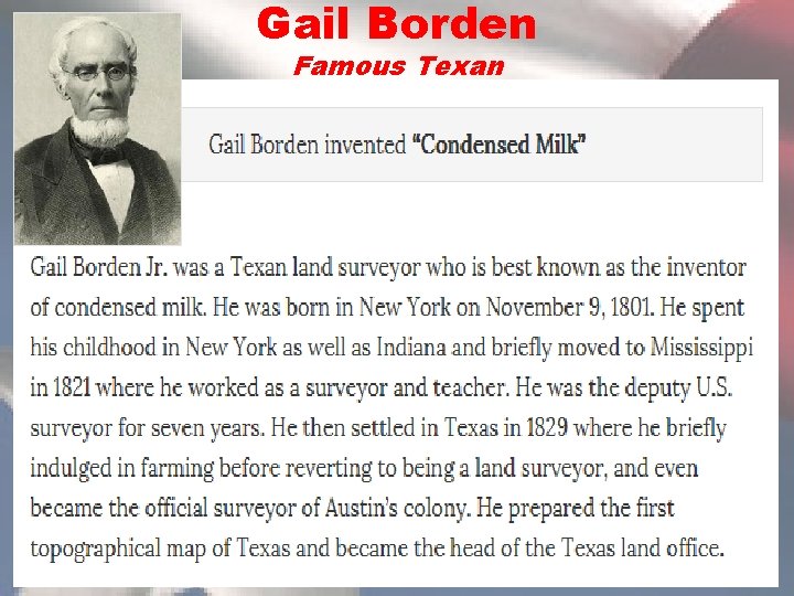 Gail Borden Famous Texan 